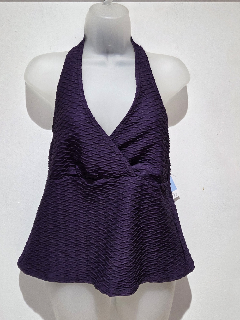Lands' End Textured Halter Tankini Top in Deep Purple